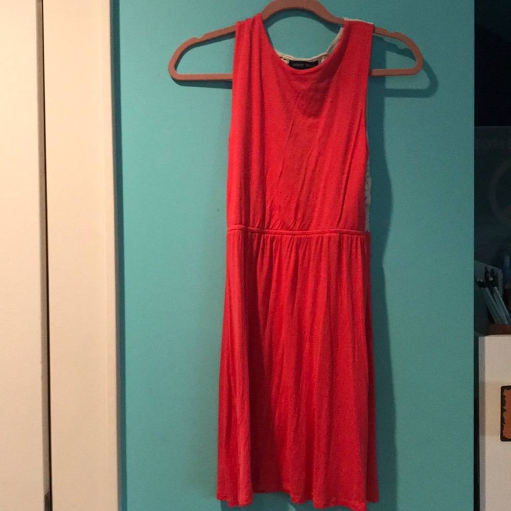 Ocean Drive coral dress with open crotchet back